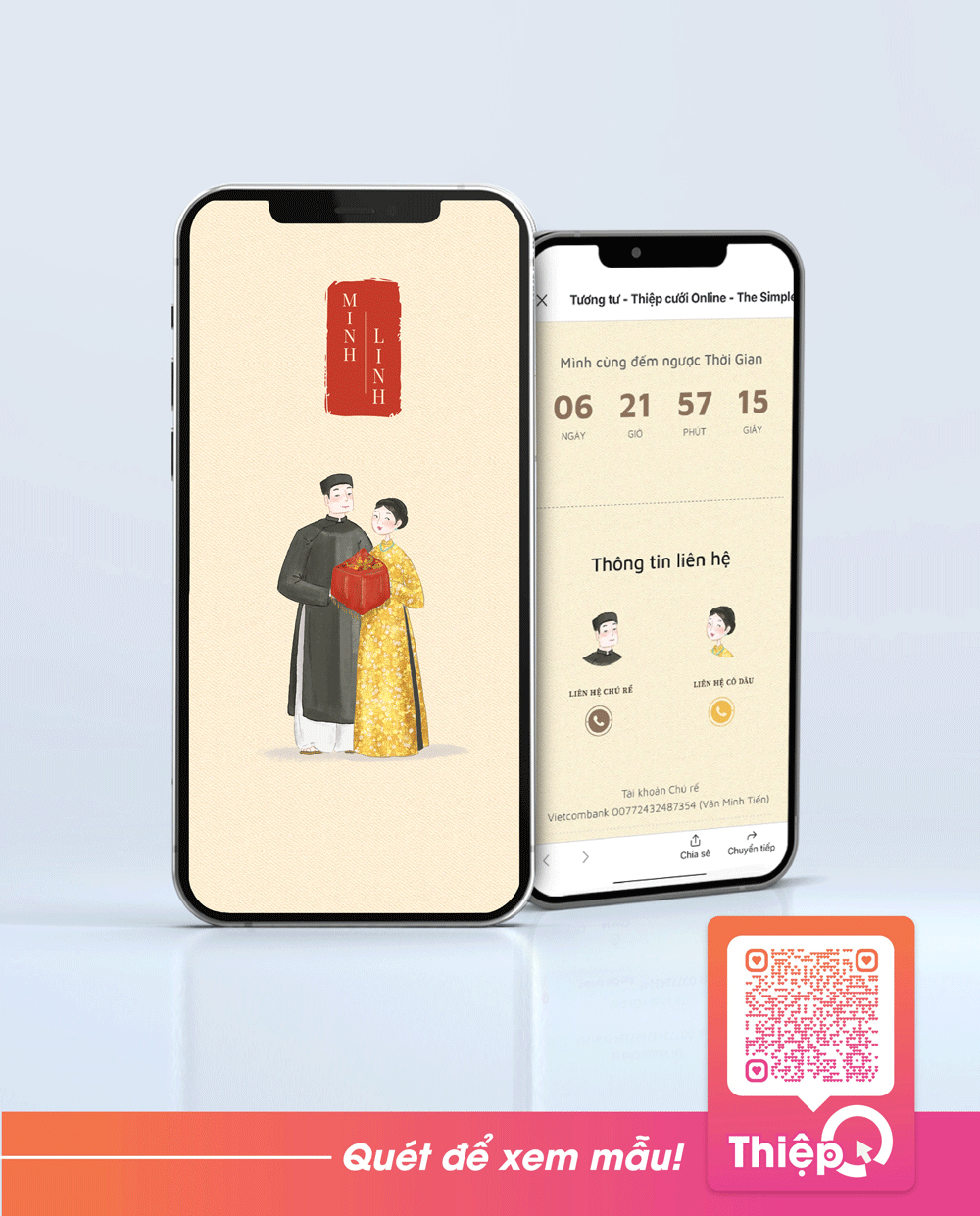 Thiệp cưới Online - Tương Tư - Mini Wedding Website with RSVP, Digital Wedding Invitation