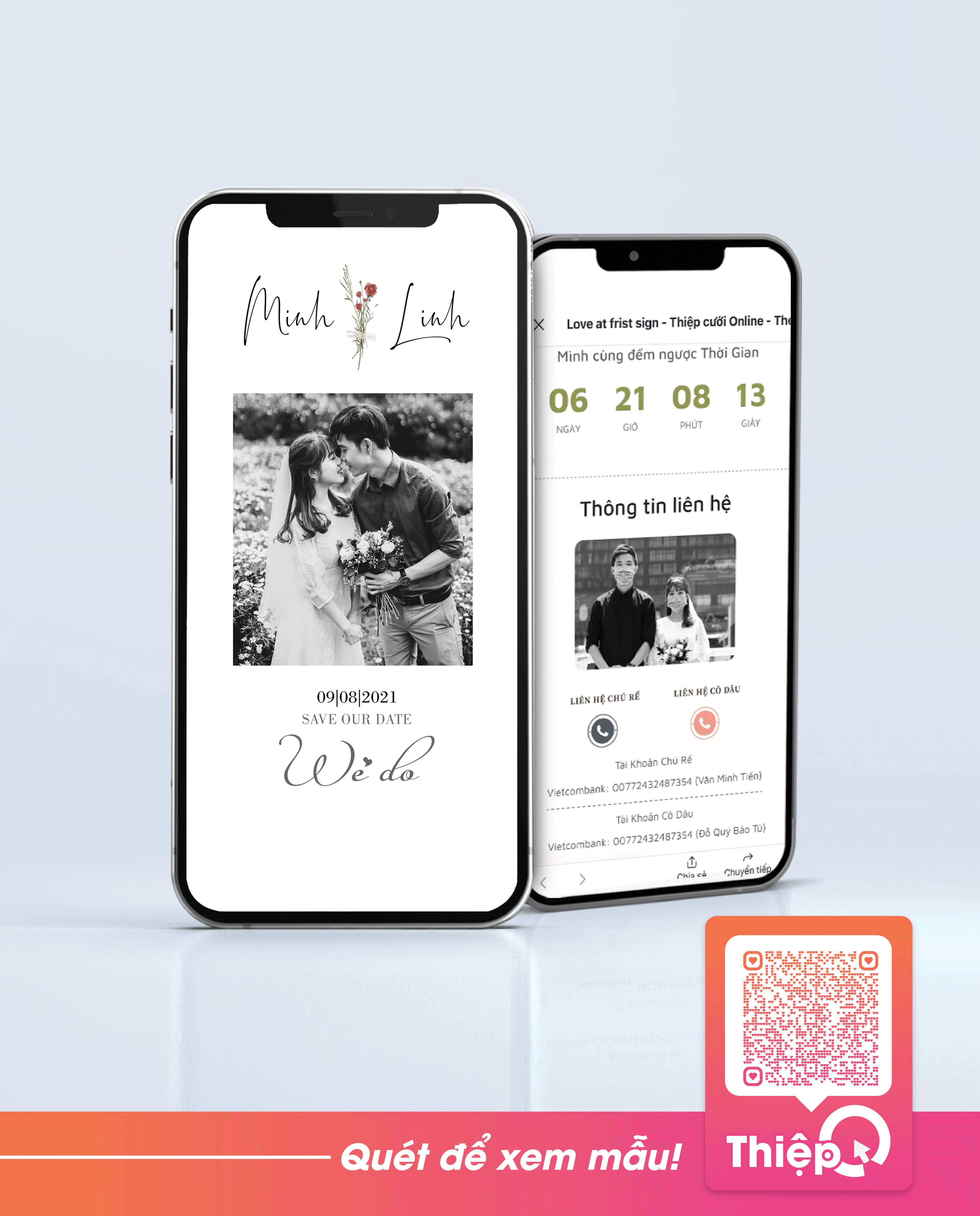 Thiệp cưới Online - Love At First Sign - Mini Wedding Website with RSVP, Digital Wedding Invitation