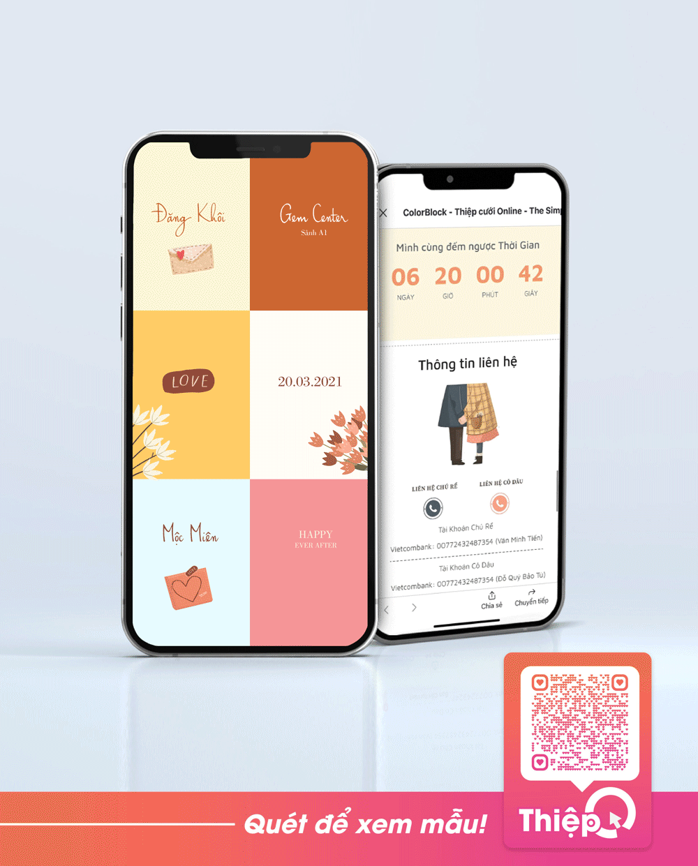 Thiệp cưới Online - Color Block - Mini Wedding Website with RSVP, Digital Wedding Invitation