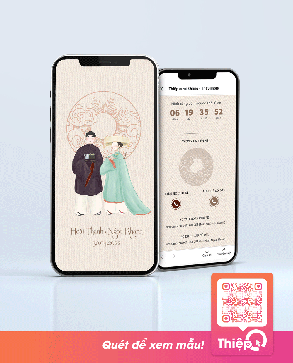 Thiệp cưới Online - Nét Duyên - Mini Wedding Website with RSVP, Digital Wedding Invitation