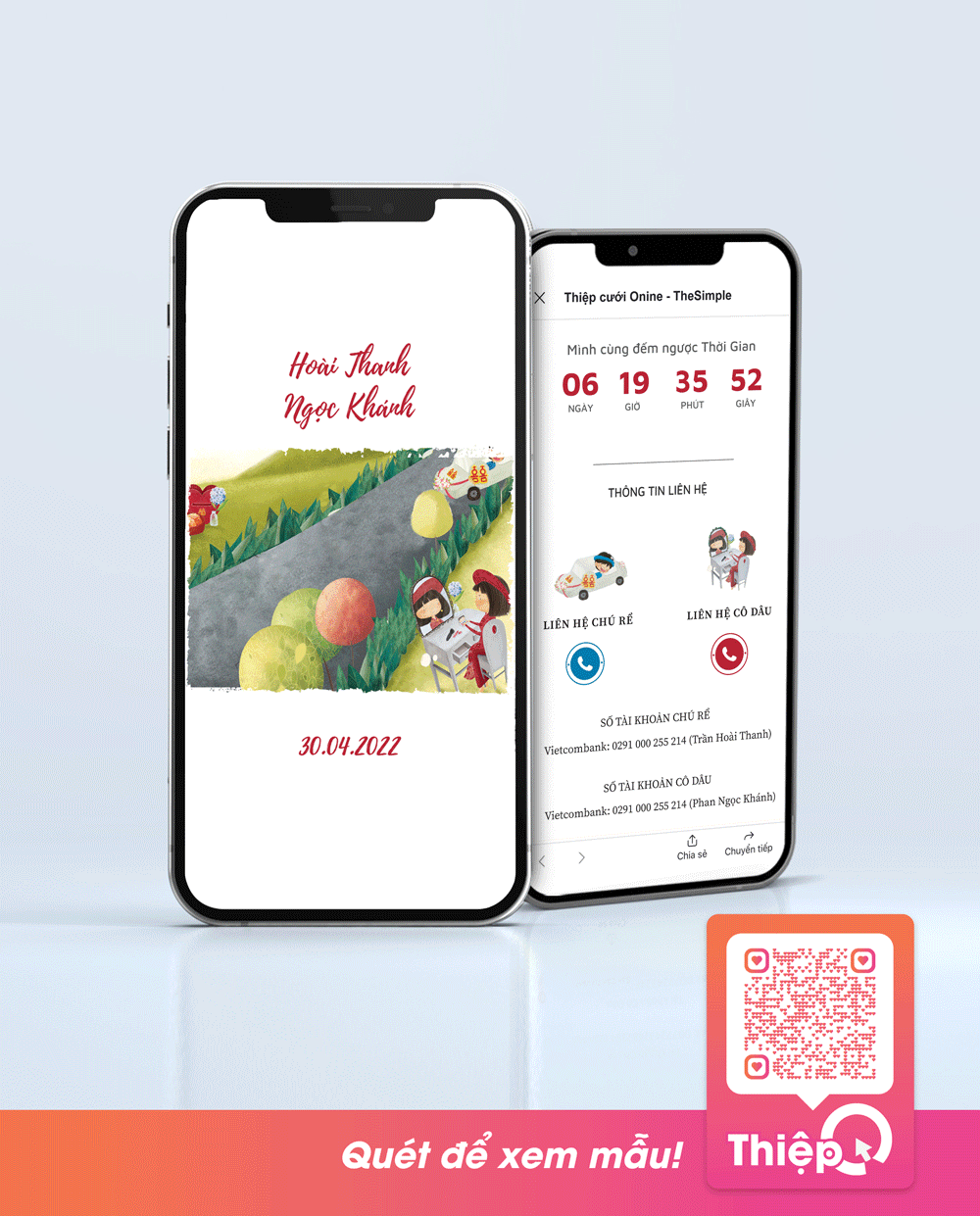 Thiệp cưới Online - Sánh Đôi - Mini Wedding Website with RSVP, Digital Wedding Invitation