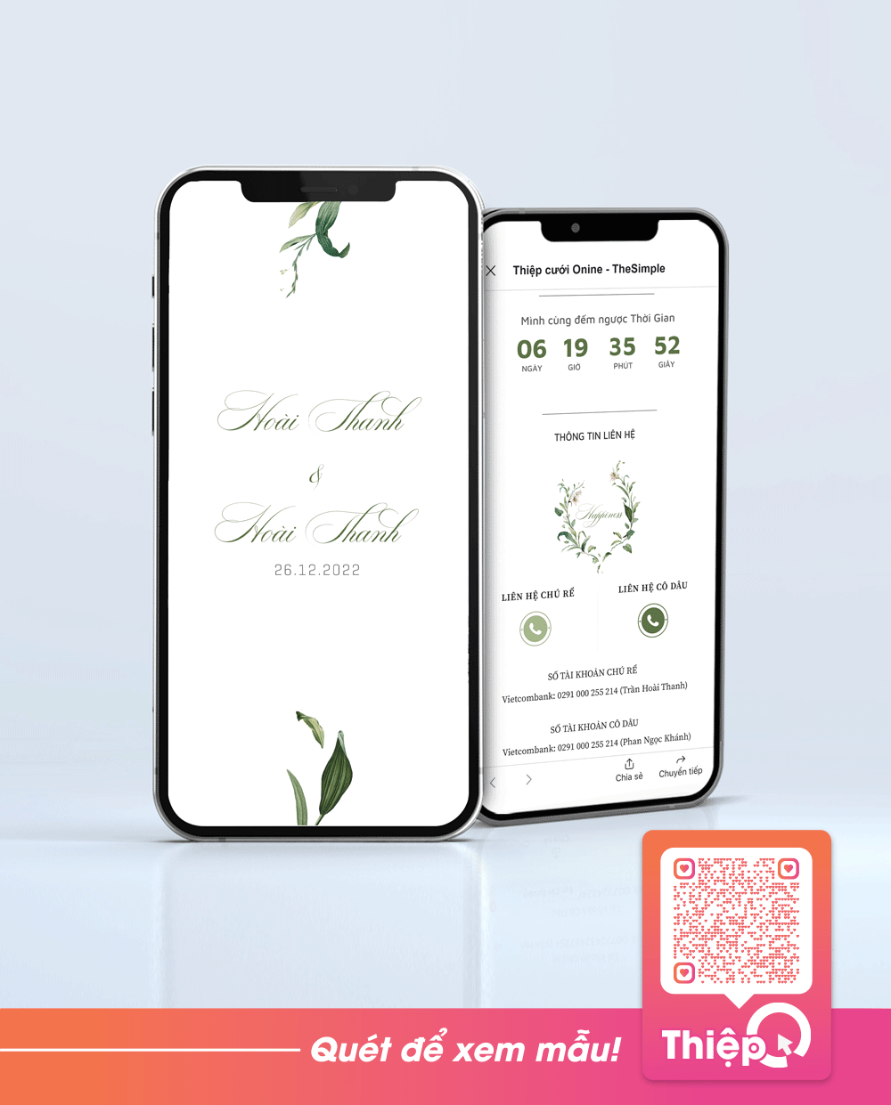 Thiệp cưới Online - Nhẹ Nhàng Yêu Nhau - Mini Wedding Website with RSVP, Digital Wedding Invitation