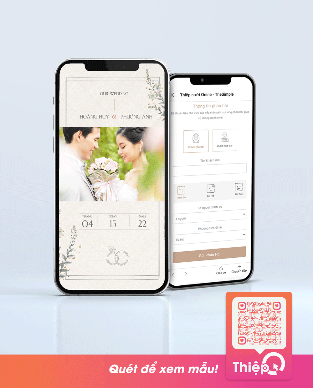 Thiệp cưới Online - The Flower Story - 05 - Mini Wedding Website with RSVP, Digital Wedding Invitation