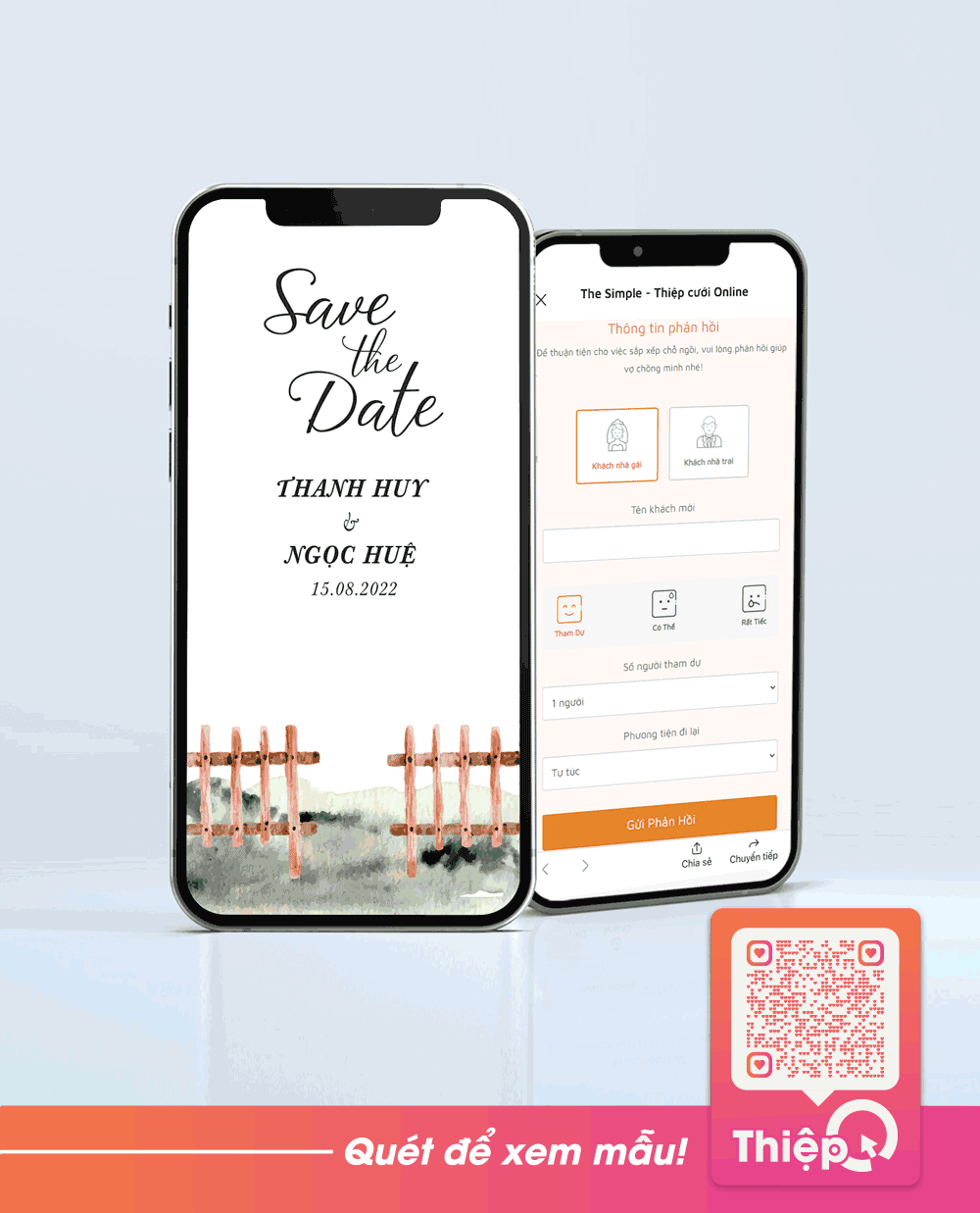 Thiệp cưới Online - Hạnh Phúc Yên Bình - Mini Wedding Website with RSVP, Digital Wedding Invitation