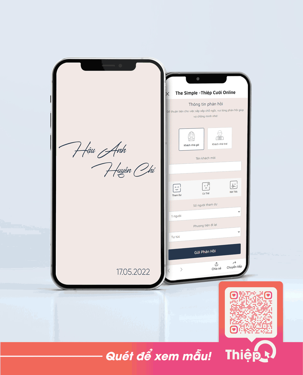 Thiệp cưới Online - Minimalism 2 - Mini Wedding Website with RSVP, Digital Wedding Invitation