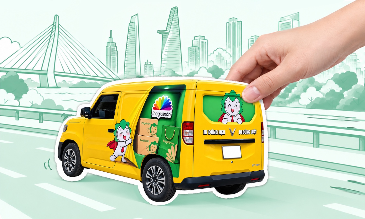 Xe giao hàng Thế Giới In Ấn — In đúng hẹn, đi đúng luật